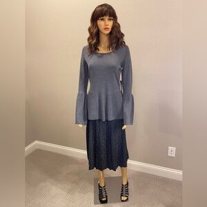 Nanette Lepore SIZE S Merino Wool Grey Peplum Bell Sleeve Sweater - FLAW - NWT